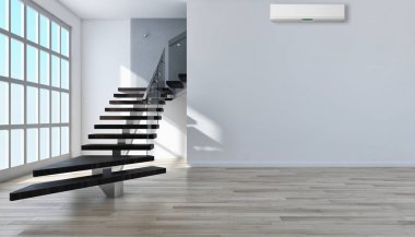 modern parlak iç mekan 3D resimleme