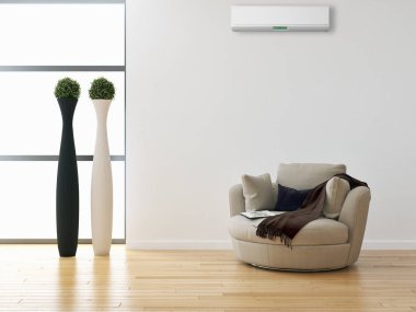 modern parlak iç mekan 3D resimleme