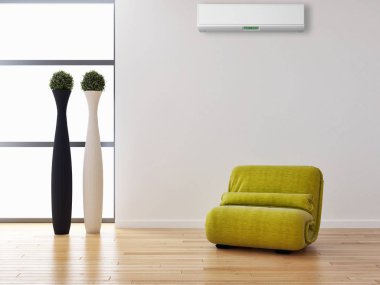 modern parlak iç mekan 3D resimleme