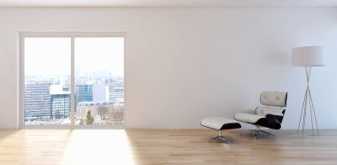 modern parlak iç mekan 3D resimleme