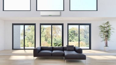 modern parlak iç mekan 3D resimleme