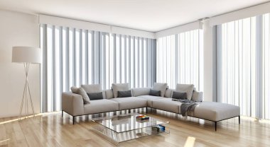 modern parlak iç mekan 3D resimleme