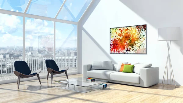 Modern helder interieur 3d rendering illustratie — Stockfoto