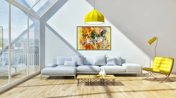 modern parlak iç mekan 3D resimleme