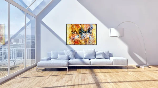 Moderno interiores brilhantes 3d renderização ilustração — Fotografia de Stock