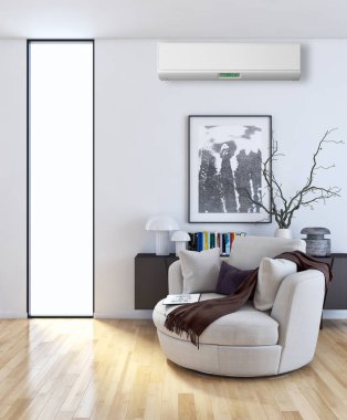 modern parlak iç mekan 3D resimleme