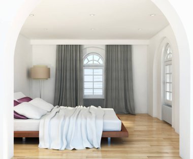 modern parlak iç mekan 3D resimleme