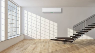 modern parlak iç mekan 3D resimleme