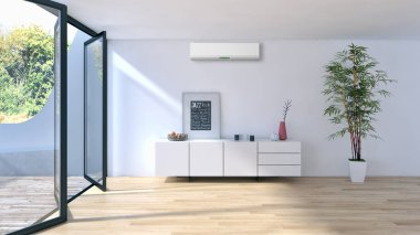 modern parlak iç mekan 3D resimleme