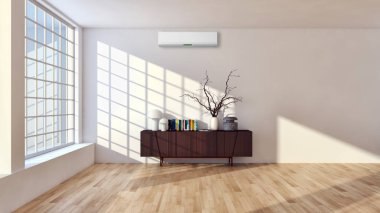 modern parlak iç mekan 3D resimleme