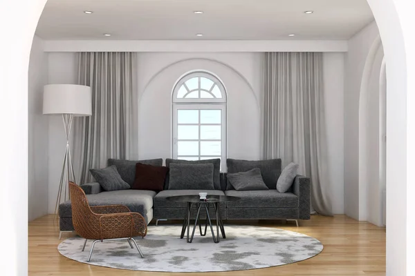 Modern helder interieur 3d rendering illustratie — Stockfoto