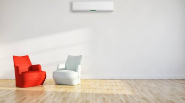modern parlak iç mekan 3D resimleme