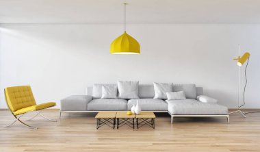 modern parlak iç mekan 3D resimleme