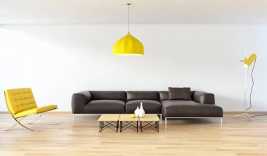 modern parlak iç mekan 3D resimleme