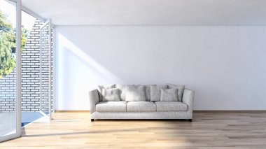 modern parlak iç mekan 3D resimleme