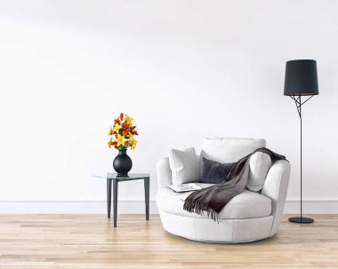 modern parlak iç mekan 3D resimleme