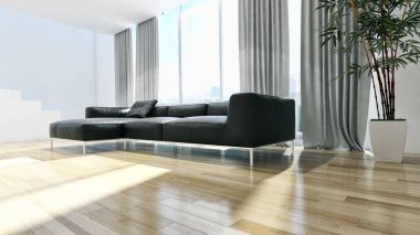 modern parlak iç mekan 3D resimleme