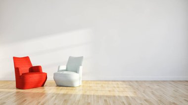 modern parlak iç mekan 3D resimleme