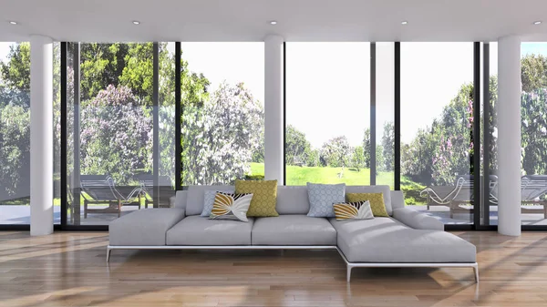 Modern helder interieur 3d rendering illustratie — Stockfoto