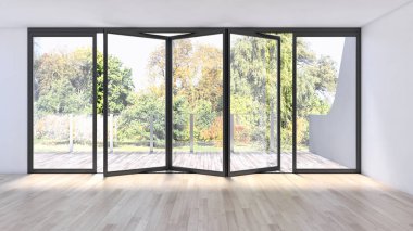 modern parlak iç mekan 3D resimleme