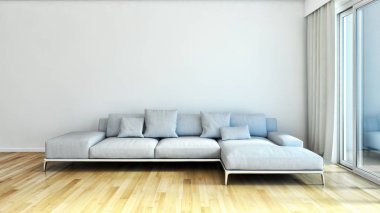 modern parlak iç mekan 3D resimleme