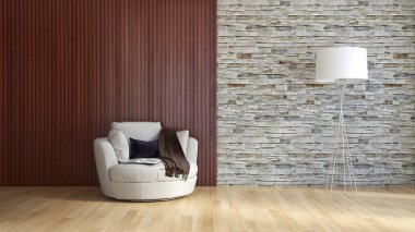 modern parlak iç mekan 3D resimleme