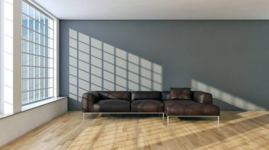 modern parlak iç mekan 3D resimleme