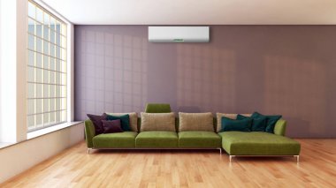 modern parlak iç mekan 3D resimleme