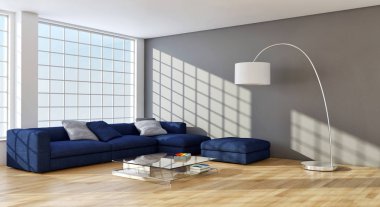 modern parlak iç mekan 3D resimleme