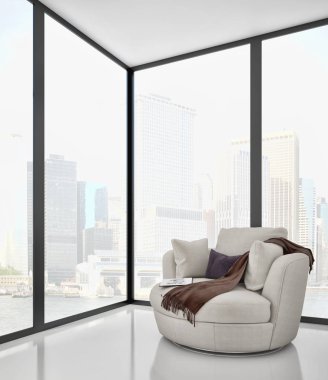 modern parlak iç mekan 3D resimleme