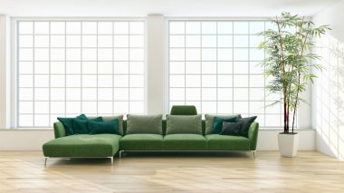 modern parlak iç mekan 3D resimleme