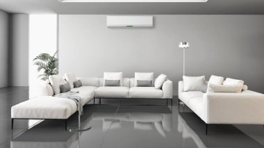 modern parlak iç mekan 3D resimleme