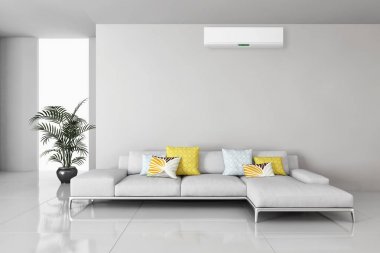 modern parlak iç mekan 3D resimleme