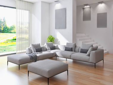 modern parlak iç mekan 3D resimleme