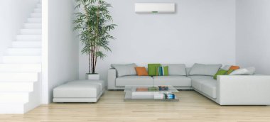 modern parlak iç mekan 3D resimleme