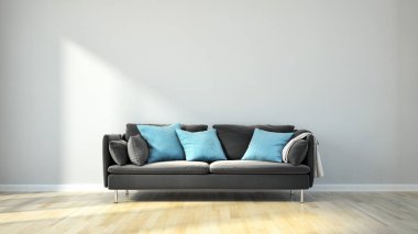 modern parlak iç mekan 3D resimleme