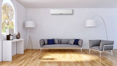 modern parlak iç mekan 3D resimleme