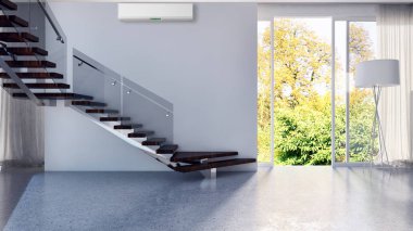 modern parlak iç mekan 3D resimleme