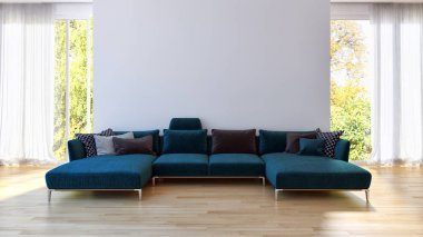 modern parlak iç mekan 3D resimleme
