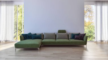 modern parlak iç mekan 3D resimleme