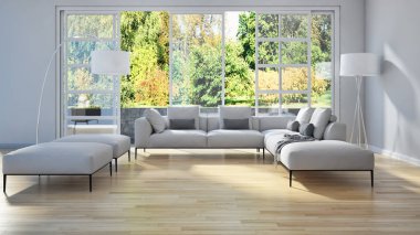 modern parlak iç mekan 3D resimleme