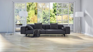 modern parlak iç mekan 3D resimleme