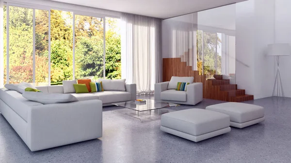 Modern helder interieur 3d rendering illustratie — Stockfoto