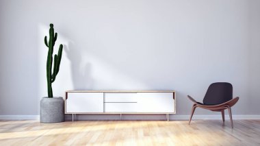 modern parlak iç mekan 3D resimleme