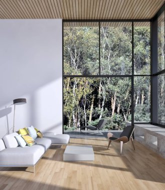 modern parlak iç mekan 3D resimleme