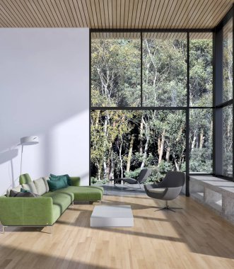 modern parlak iç mekan 3D resimleme