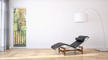 modern parlak iç mekan 3D resimleme