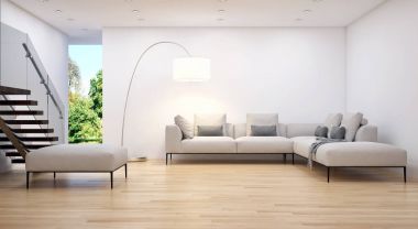 modern parlak iç mekan 3D resimleme