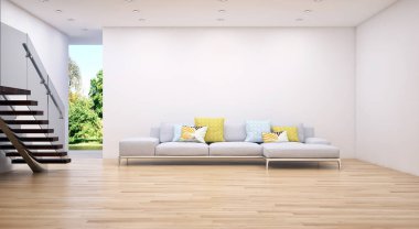 modern parlak iç mekan 3D resimleme