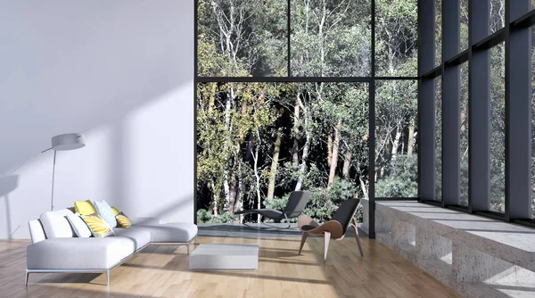 modern parlak iç mekan 3D resimleme